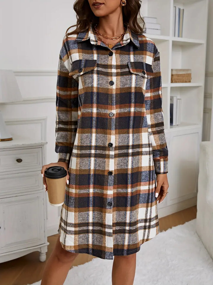 Drune | Modische Langarmjacke mit Karomuster und Knopfleiste
