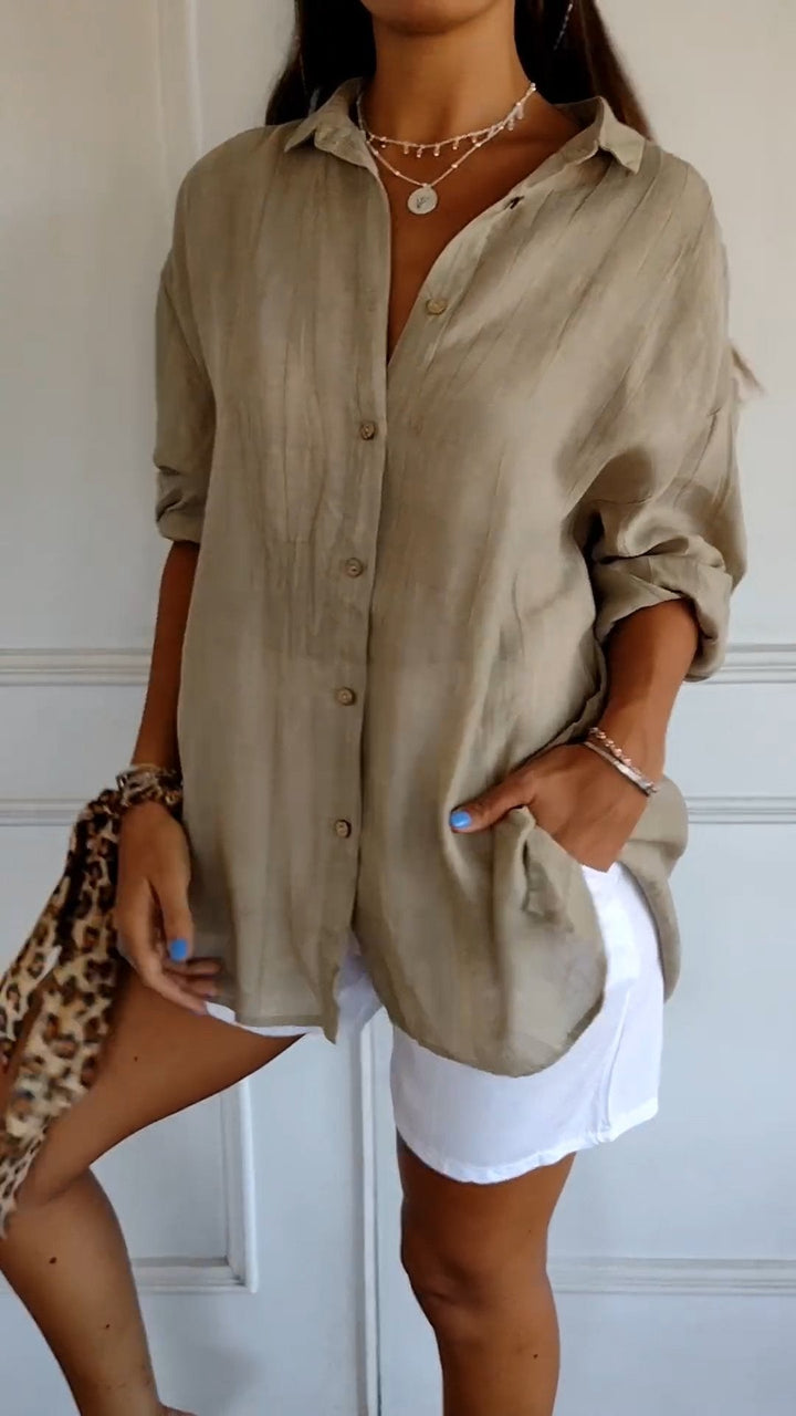 Drune | Lange Ärmel Lockere Passform Button Up Drune | Damenbekleidung