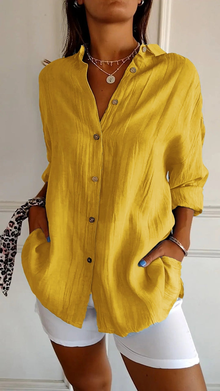Drune | Lange Ärmel Lockere Passform Button Up Drune | Damenbekleidung