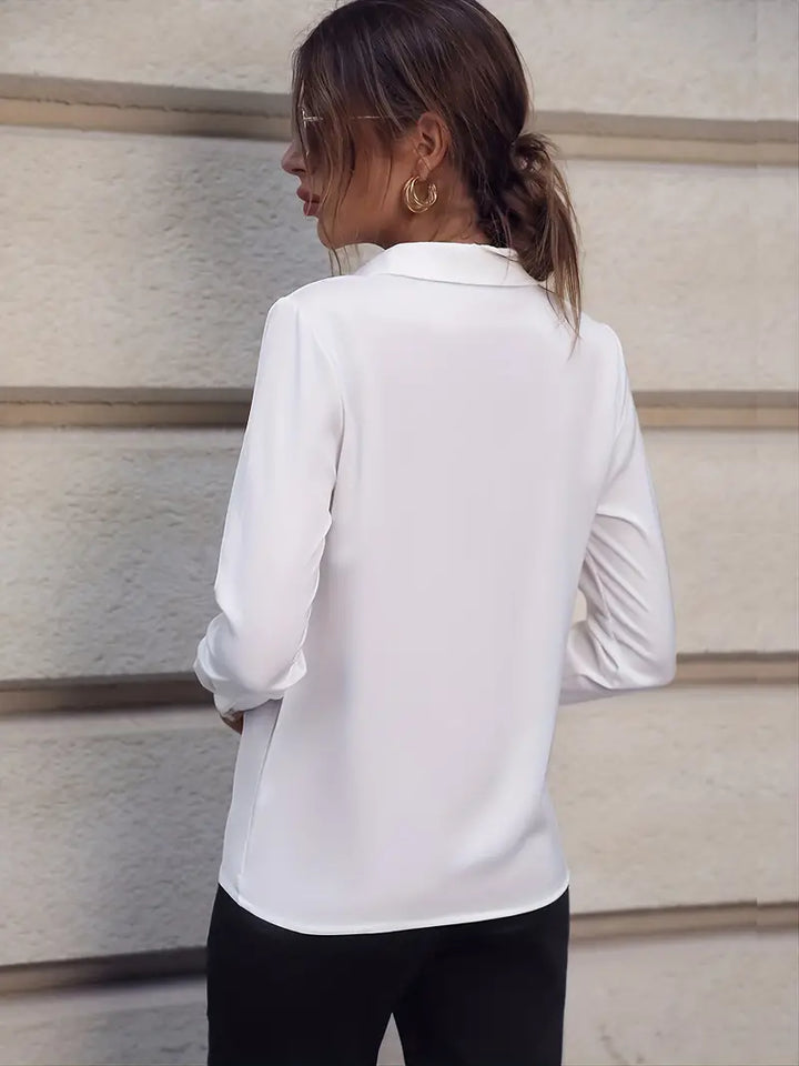 Drune | mit Kragen Elegant Langarm Formelle Hemden Arbeitsblusen für Frauen