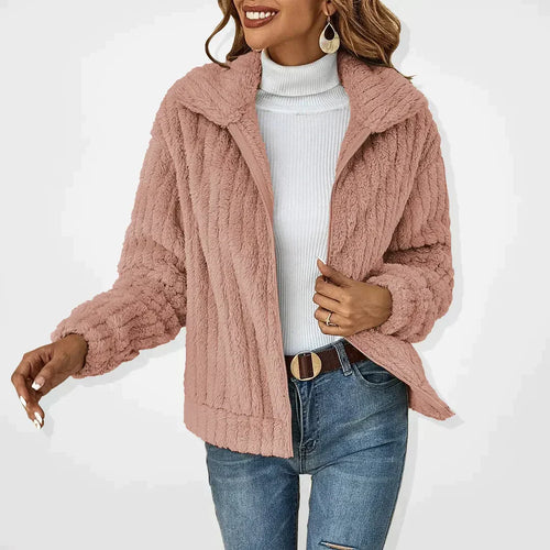 Drune | Monochrome Casual Mantel mit Reißverschluss für Damen
