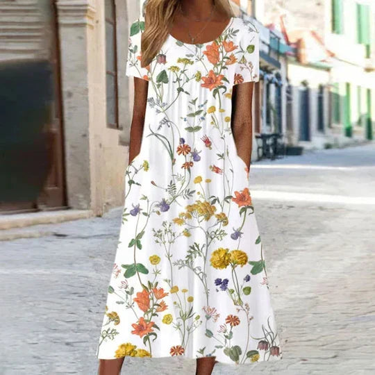 Drune | Blumiges Midi Elegante Sommerkleider Damen