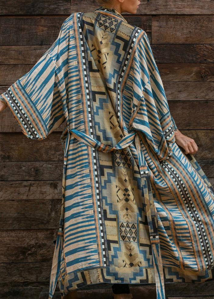 Drune | Bohemian Blau Geometrisches Print Kleid