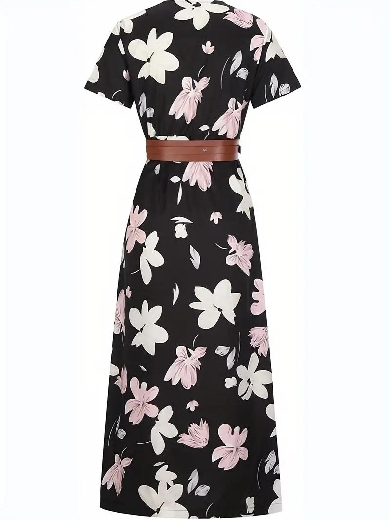 Drune | Kleid, kurzärmlig, Gürtel, Maxikleid, Sommerkleid