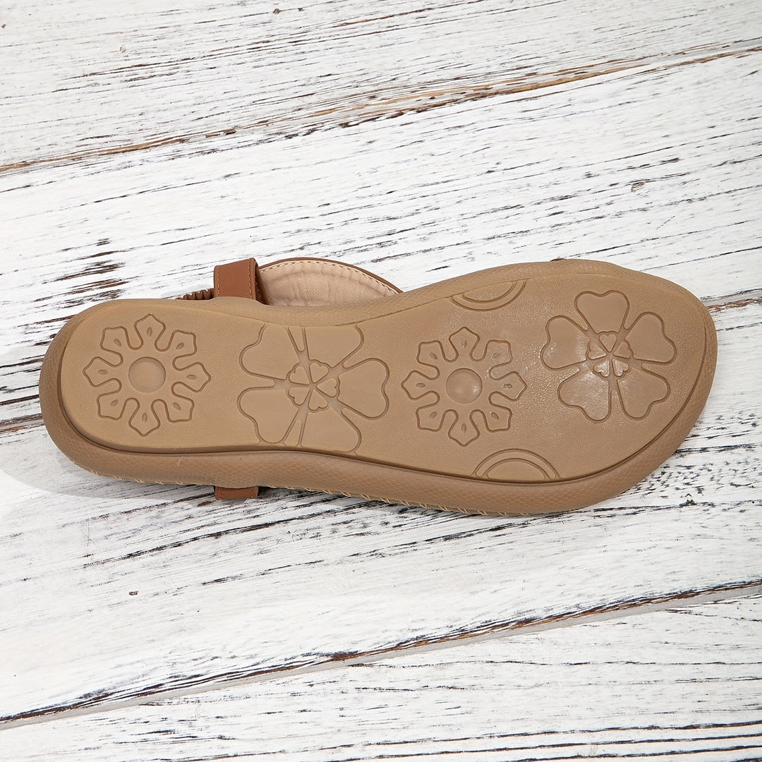 Drune | Sandalen Flach Elastischer Knöchel Orthopädische Sandalen Damensandalen