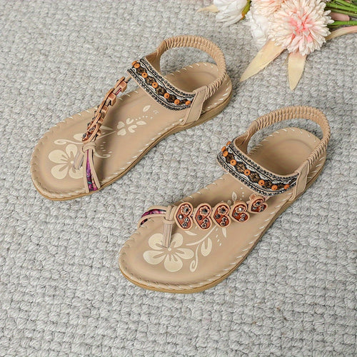 Drune | Sandalen Flach Elastischer Knöchel Orthopädische Sandalen Damensandalen