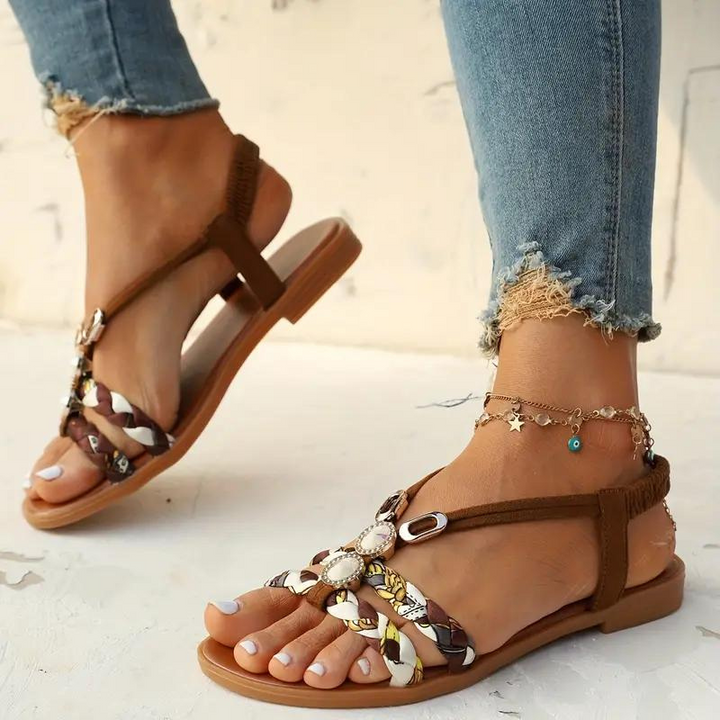 Drune | Sandalen Slip On Elastische Riemen Flache Sandalen Sommerschuhe