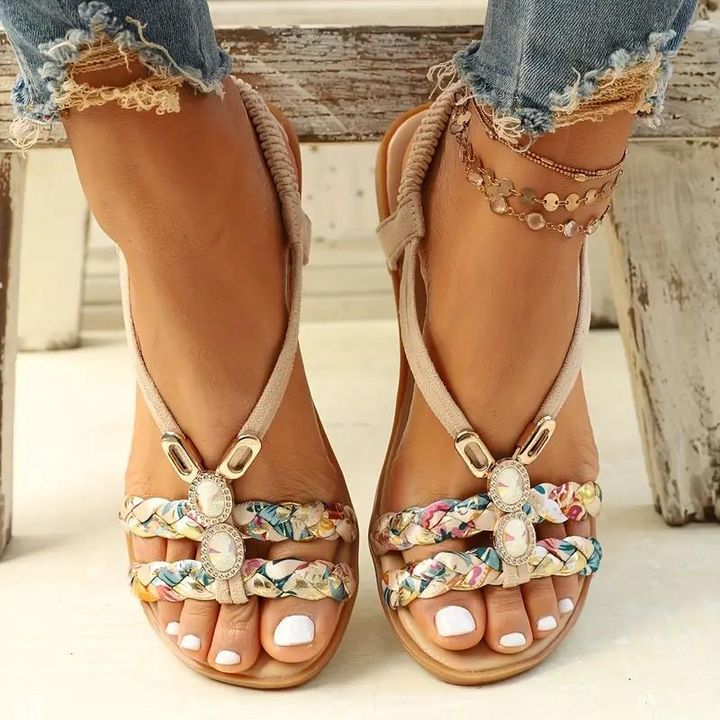 Drune | Sandalen Slip On Elastische Riemen Flache Sandalen Sommerschuhe