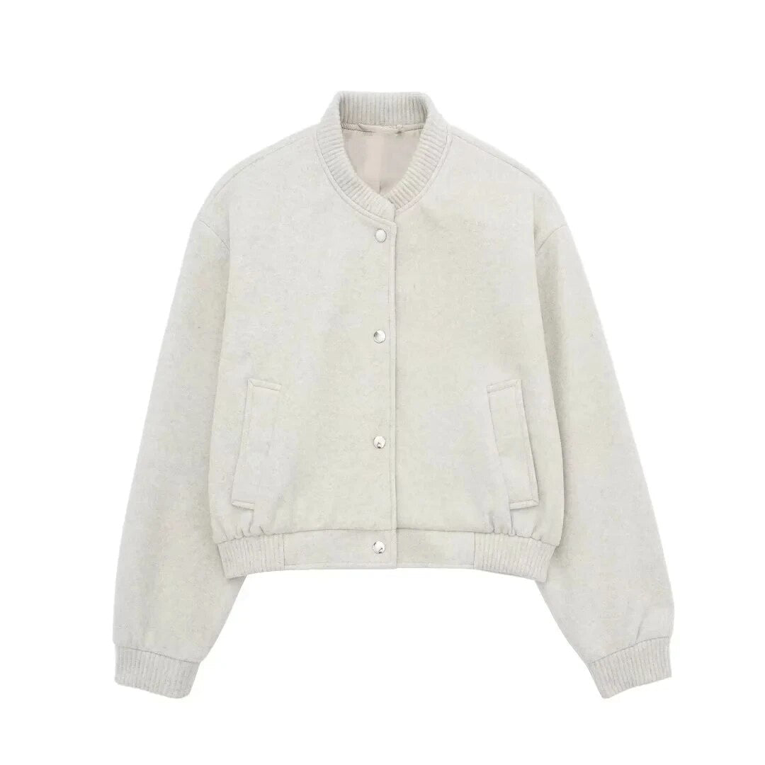 Drune | Damen Casual Knopfverschluss Gekürzte Jacke