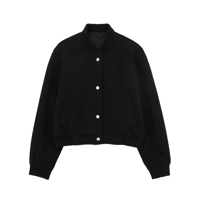 Drune | Damen Casual Knopfverschluss Gekürzte Jacke