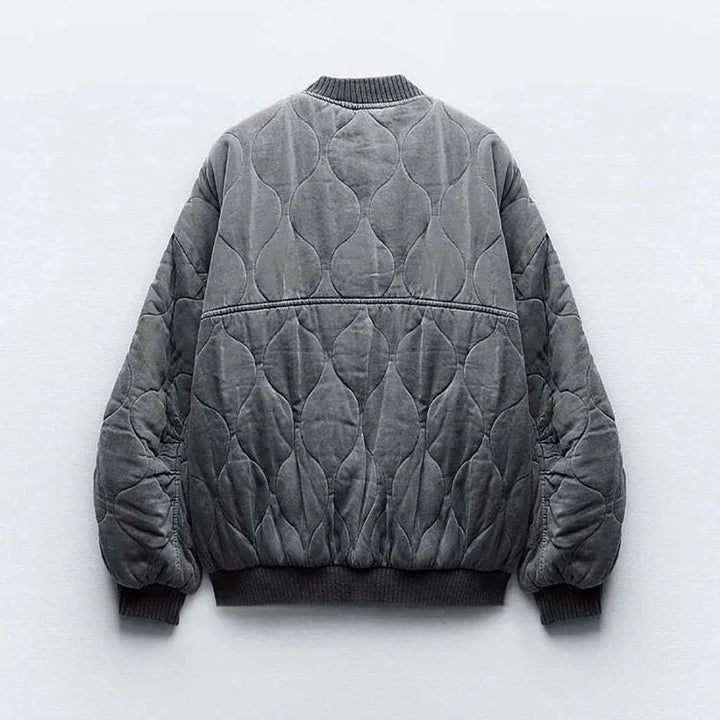 Drune | Graues Übergröße Winterjacke mit Reißverschluss für Damen