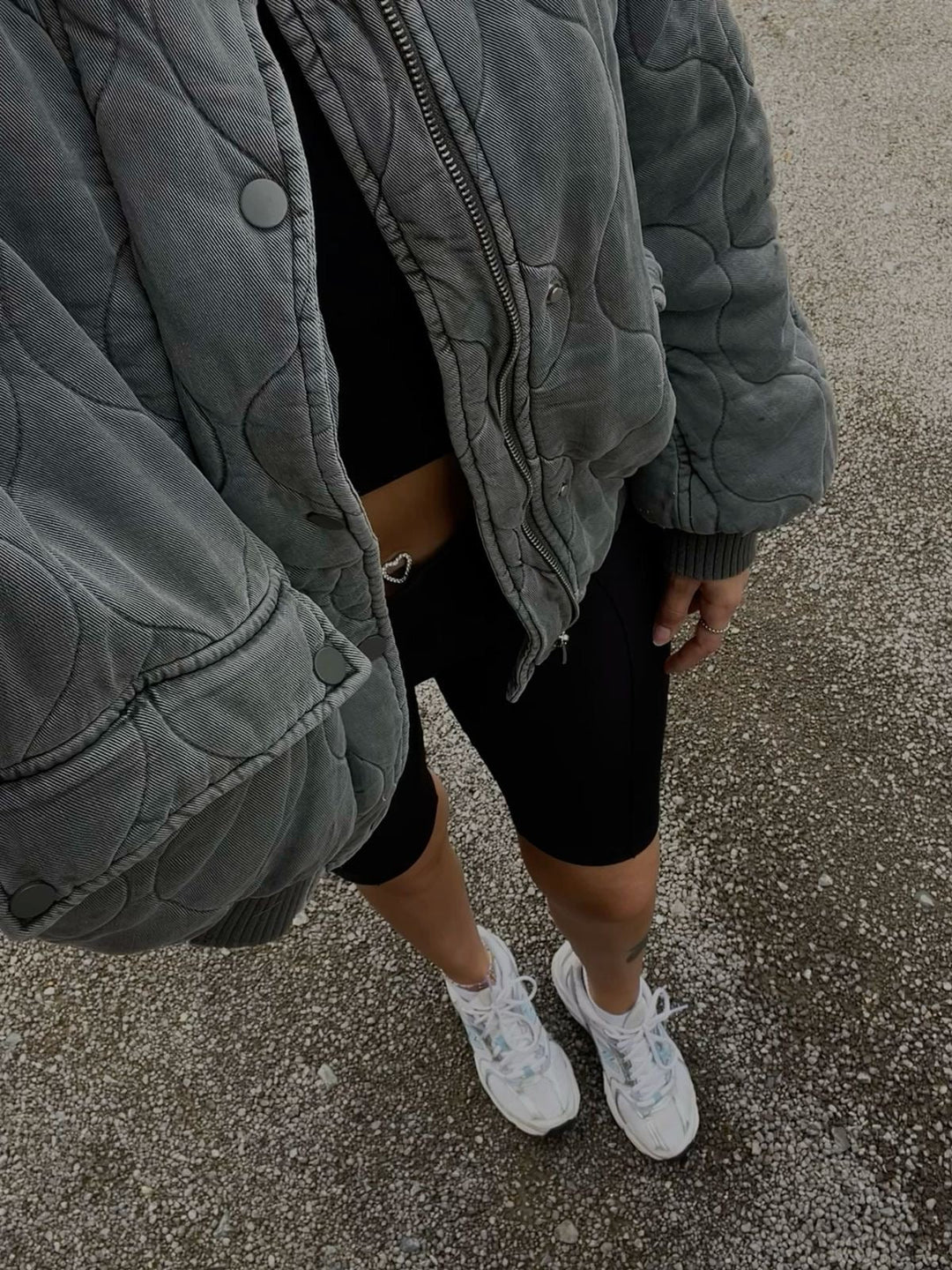 Drune | Graues Übergröße Winterjacke mit Reißverschluss für Damen