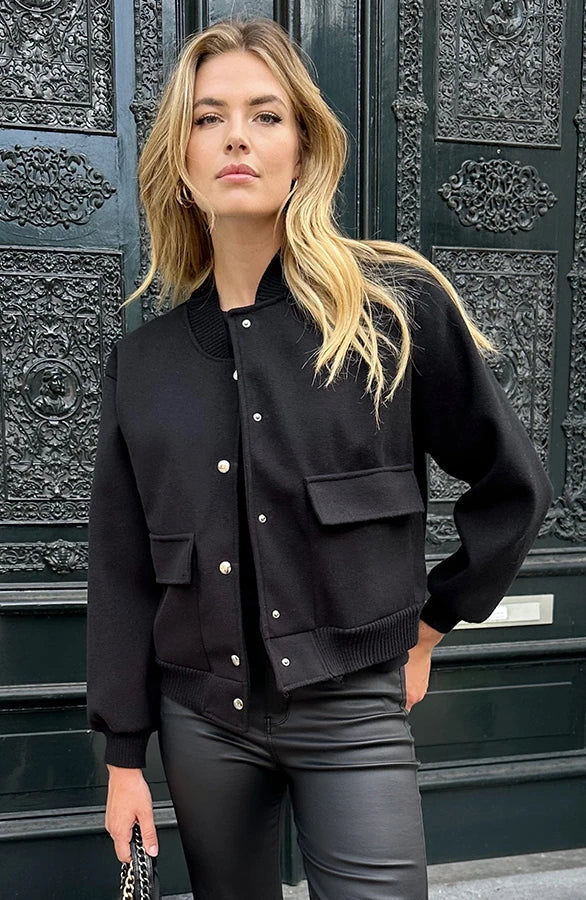 Drune | Kurze Aviatorjacke mit Knopfverschluss für Damen