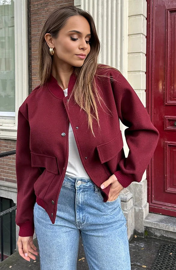 Drune | Kurze Aviatorjacke mit Knopfverschluss für Damen