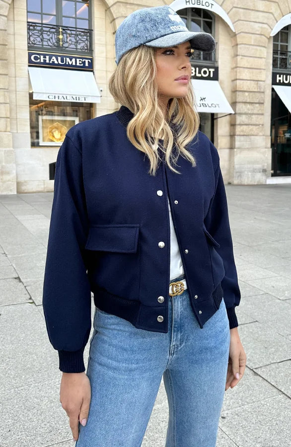 Drune | Kurze Aviatorjacke mit Knopfverschluss für Damen