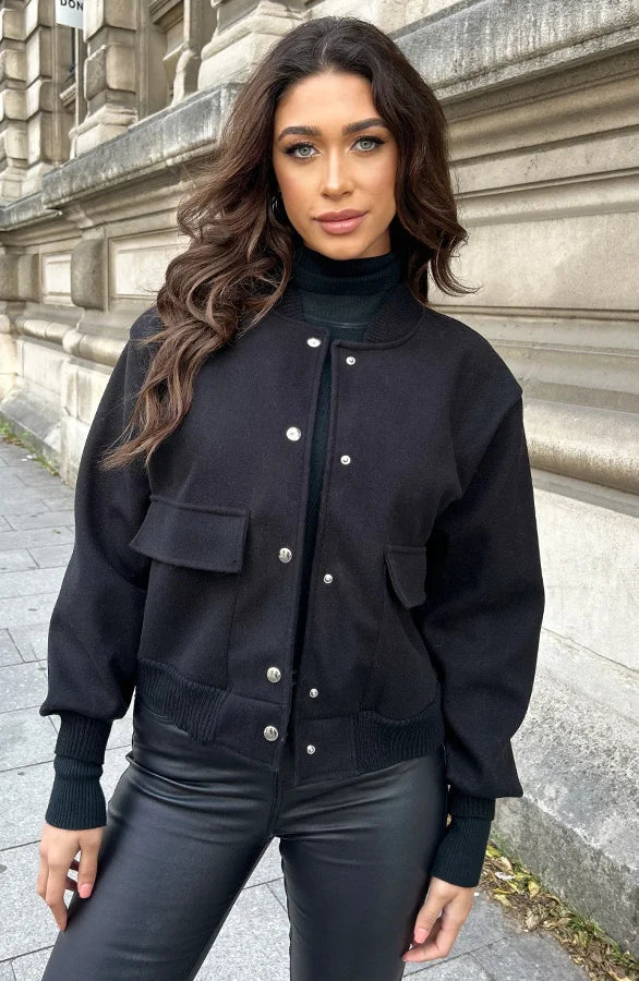 Drune | Kurze Aviatorjacke mit Knopfverschluss für Damen
