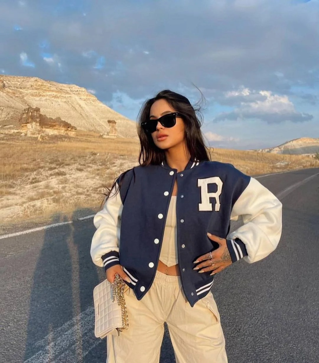 Drune | Übergröße mit Knöpfen Baseballjacke Damenjacke