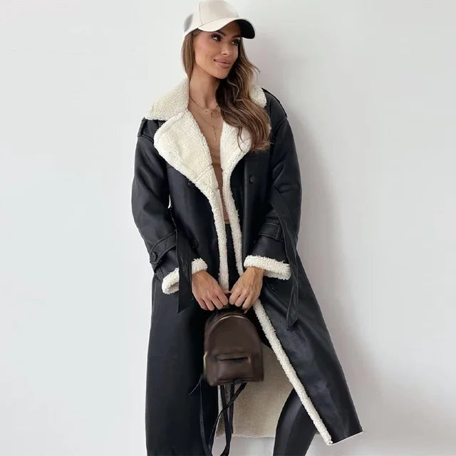 Drune | Damen Lange Warme Winterjacke Mit Knopfdesign