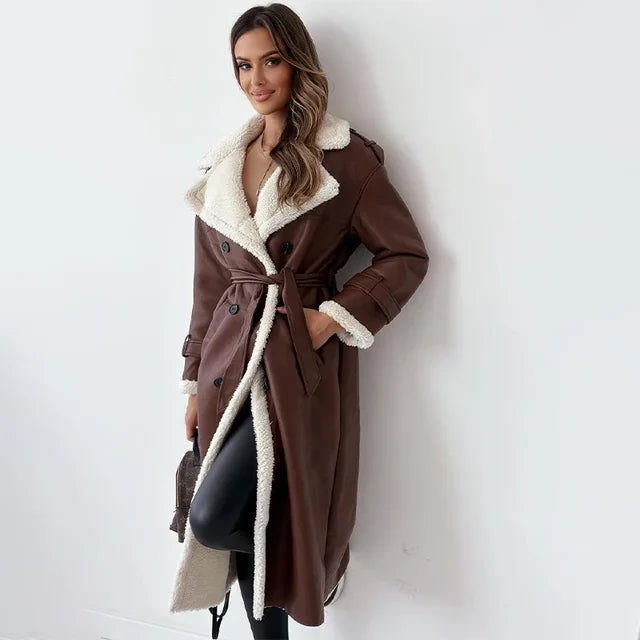 Drune | Damen Lange Warme Winterjacke Mit Knopfdesign