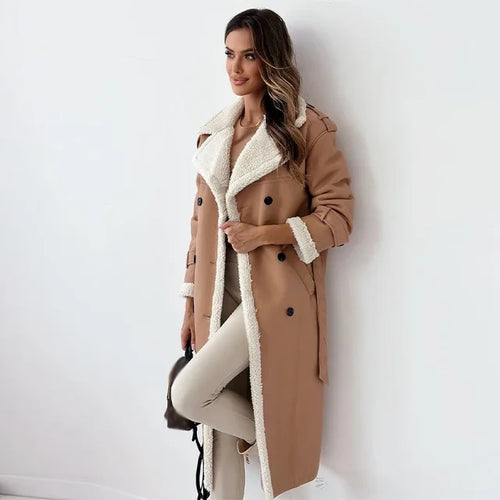 Drune | Damen Lange Warme Winterjacke Mit Knopfdesign