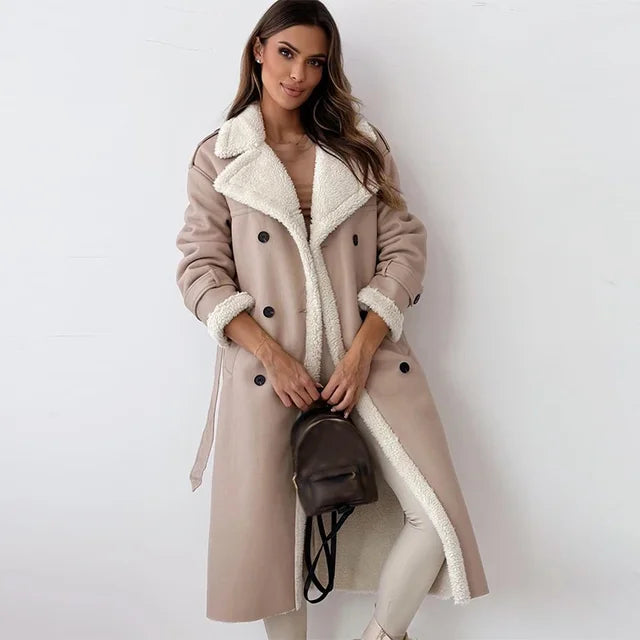 Drune | Damen Lange Warme Winterjacke Mit Knopfdesign