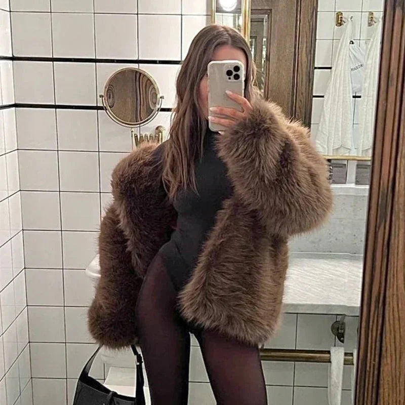 Drune | Kurz Fluffig Damen Felljacken Damen