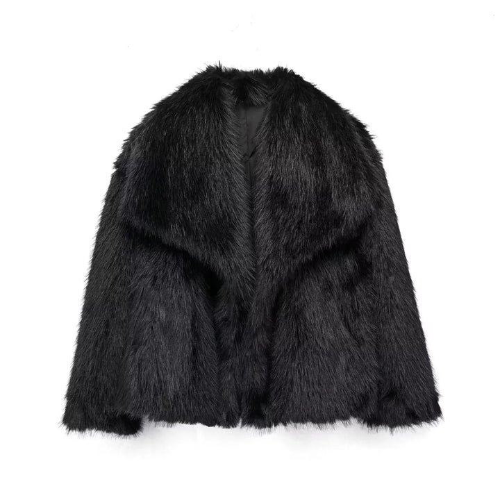 Drune | Kurz Fluffig Jacke mit Kunstpelz Felljacken für Damen