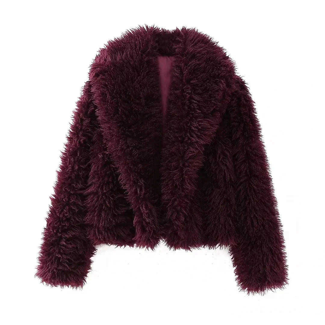 Drune | Kurz Fluffig Jacke mit Kunstpelz Felljacken für Damen