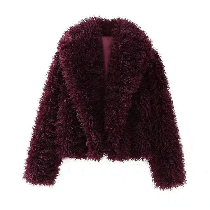 Drune | Kurz Fluffig Jacke mit Kunstpelz Felljacken für Damen