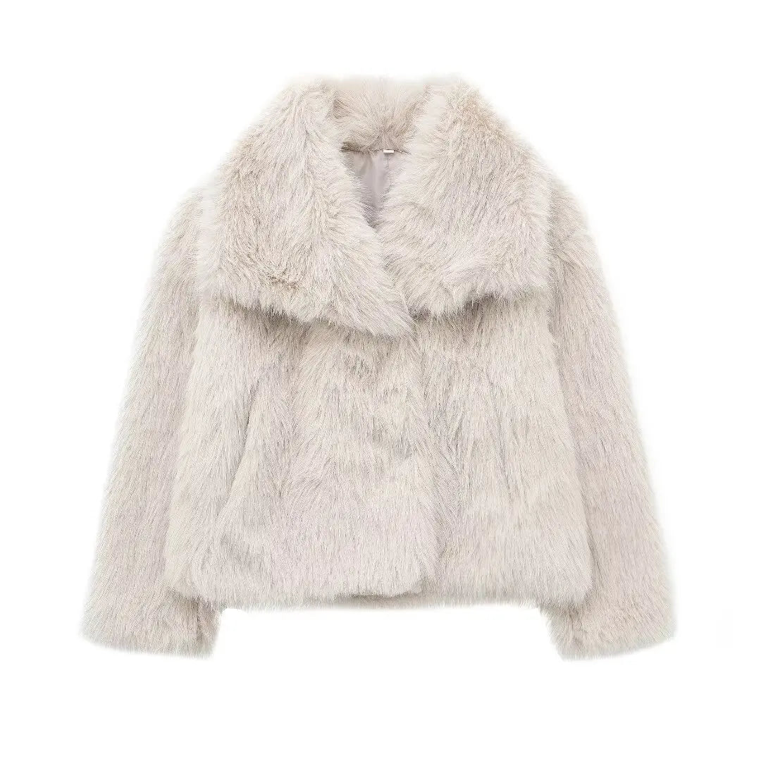 Drune | Kurz Fluffig Jacke mit Kunstpelz Felljacken für Damen