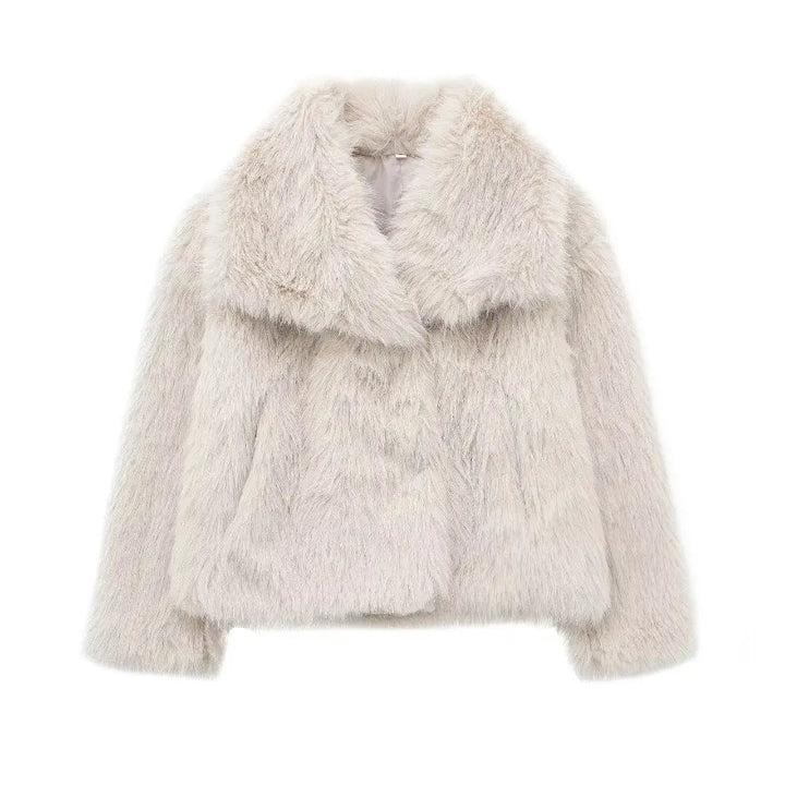 Drune | Kurz Fluffig Jacke mit Kunstpelz Felljacken für Damen