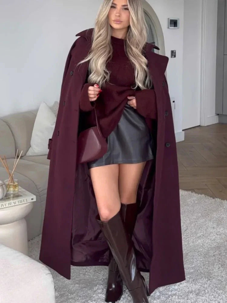 Drune | Mantel Doppelreiher Winter Wolltrenchcoat Langer Mantel Frauen