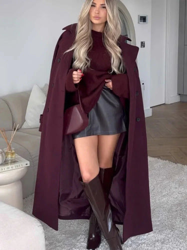 Drune | Mantel Doppelreiher Winter Wolltrenchcoat Langer Mantel Frauen