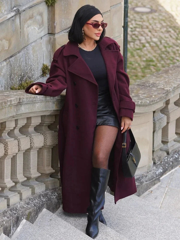 Drune | Mantel Doppelreiher Winter Wolltrenchcoat Langer Mantel Frauen