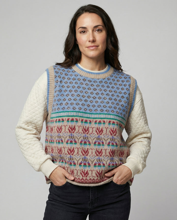 Drune - Übergroße Print-Wollstrickweste