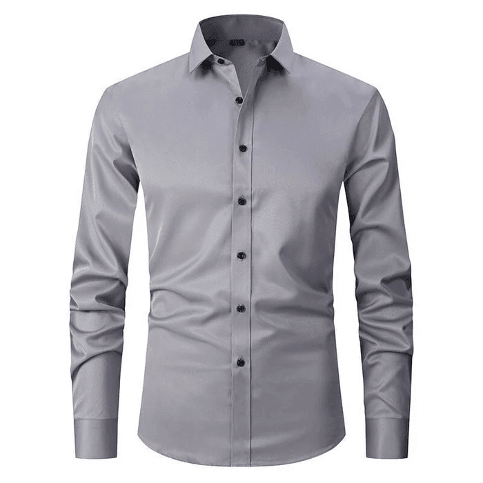 Drune - knitterfreien langärmeligen Poloshirt