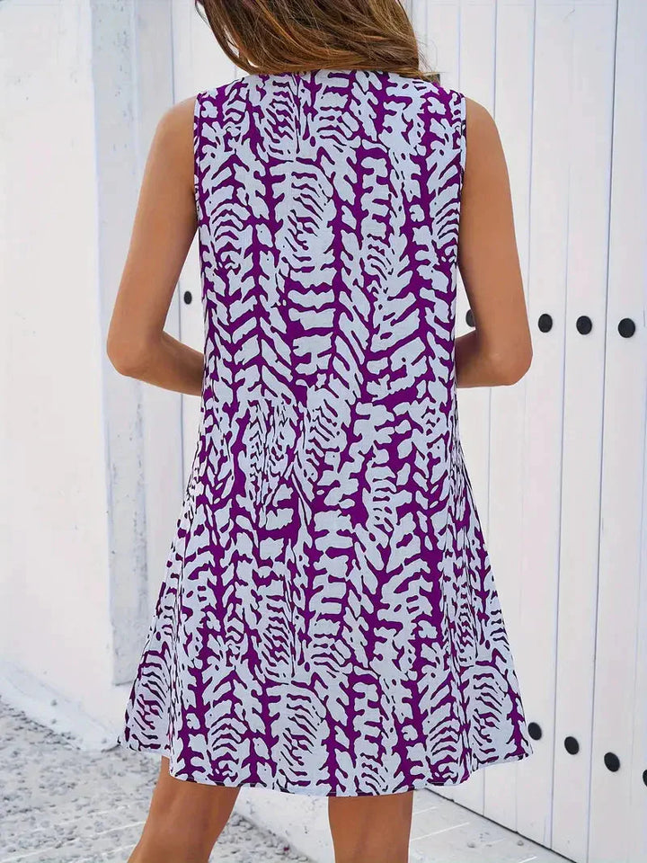 Drune | Bedrucktes Kleid Ärmelloses Minikleid für den Sommer