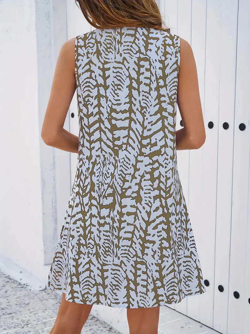 Drune | Bedrucktes Kleid Ärmelloses Minikleid für den Sommer