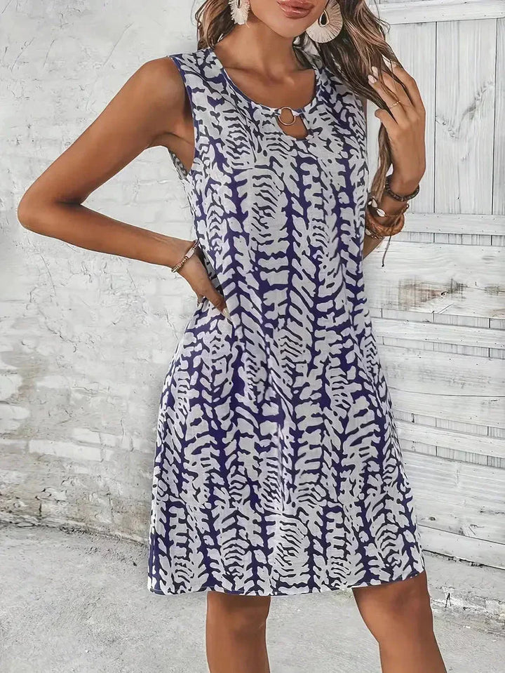 Drune | Bedrucktes Kleid Ärmelloses Minikleid für den Sommer