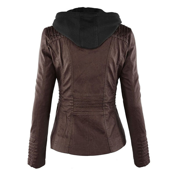 Drune | Wasserdichte Damen Lederjacke Mit Abnehmbarem Kapuzen