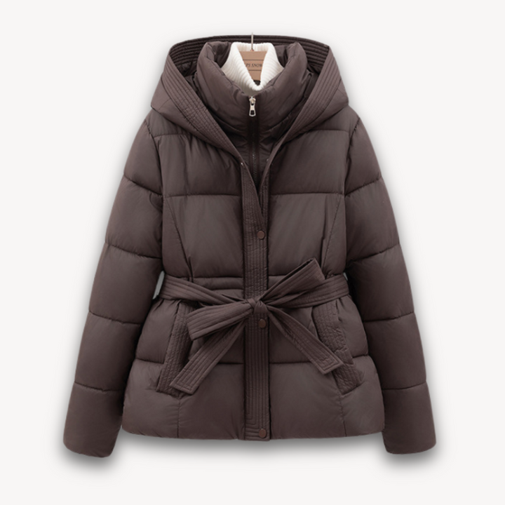 Drune | Damen Pufferjacke mit Kapuze und Gürtel