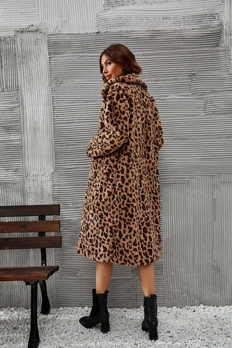 Drune | Damen Lange Imitatpelzjacke mit Leopardenmuster und luxuriöser Verarbeitung