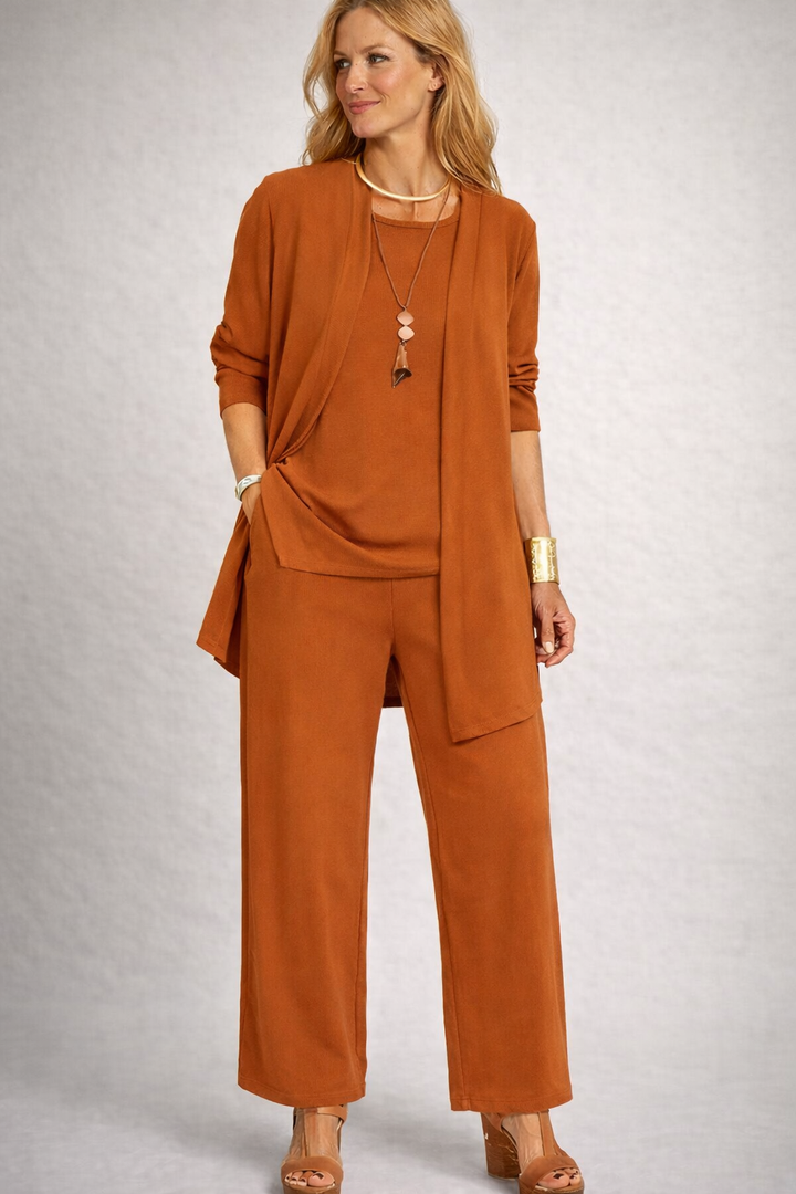 Drune | Damen 3-Teiliges Set mit Cardigan und Weiter Hose