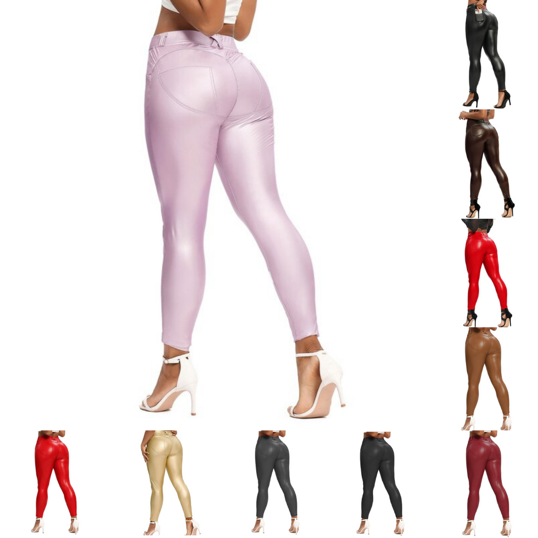 Drune | Leder Leggings Fitness Hosen Ohne Bauch