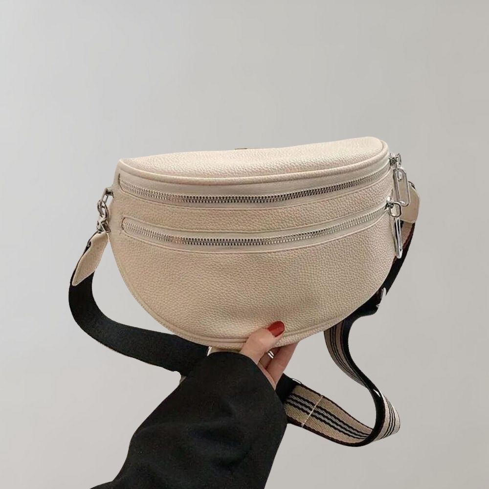 Drune | Elegante Multi-Zip Leder Crossbody Tasche für Damen