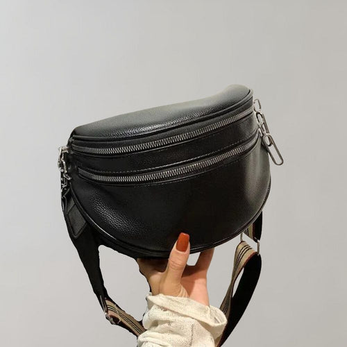 Drune | Elegante Multi-Zip Leder Crossbody Tasche für Damen
