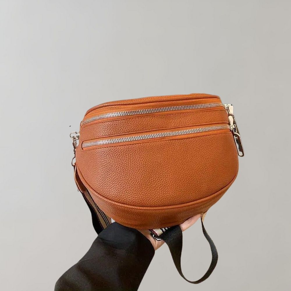 Drune | Elegante Multi-Zip Leder Crossbody Tasche für Damen