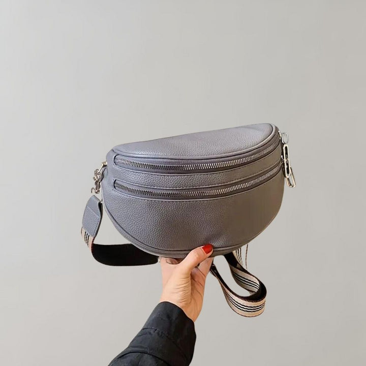 Drune | Elegante Multi-Zip Leder Crossbody Tasche für Damen