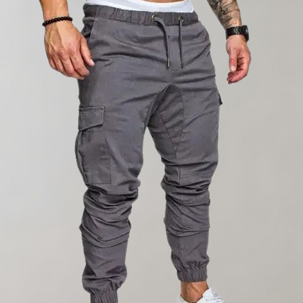 Drune | Cargo Jogginghose mit Taschen & Kordelzug - Slim Fit Streetwear Hose für Freizeit & Training