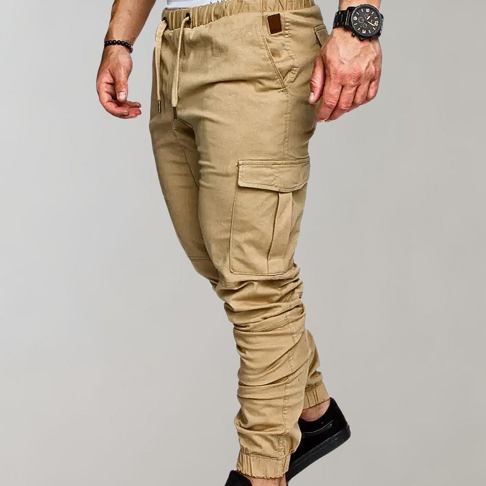 Drune | Cargo Jogginghose mit Taschen & Kordelzug - Slim Fit Streetwear Hose für Freizeit & Training